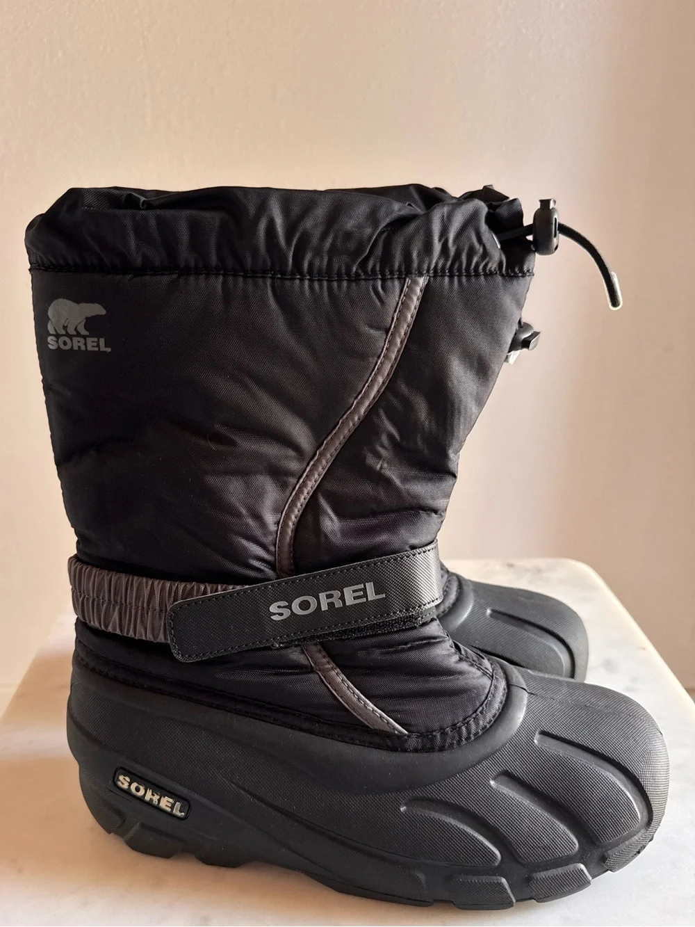 SOREL Big Kids' Black Winter Snow Boots Flurry Sz: 6 / 38 EU